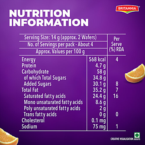 Britannia Treat Rich Creme Orange Flavoured Wafers, 55 g