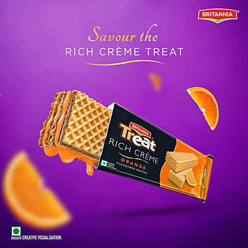 Britannia Treat Rich Creme Orange Flavoured Wafers, 55 g