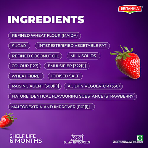 Britannia Treat Rich Creme Strawberry Flavoured Wafers, 55 g