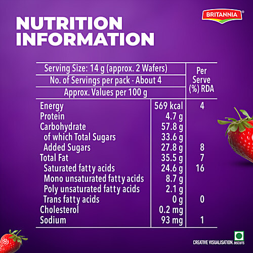 Britannia Treat Rich Creme Strawberry Flavoured Wafers, 55 g