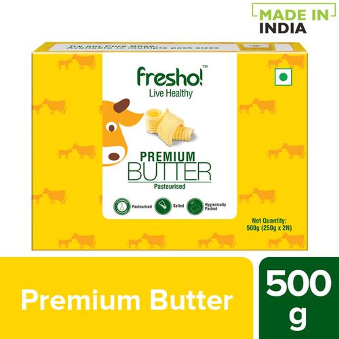 Fresho Premium Butter - Pasteurised, 500 g Monocarton
