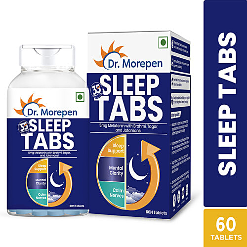 Dr. Morepen Sleep Tabs Melatonin Tablets - 3mg, For Stress Free Sleep & Calmness, 60 pcs  