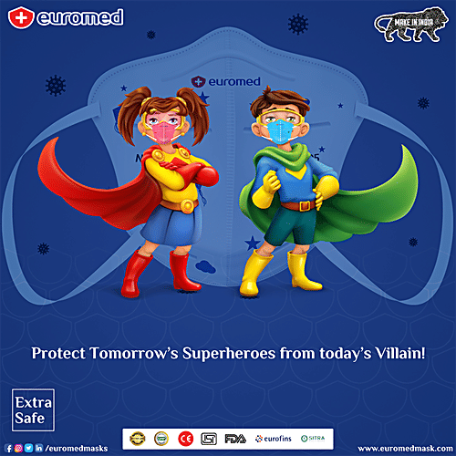 Euromed Kids N95 Mask - With 5 Layer Filtration Technology, Paw, 1 pc