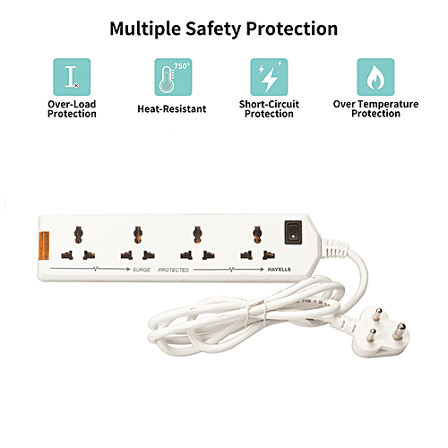 Buy Havells FourWay Extension Board & Wire 10V, Heavy Duty, White
