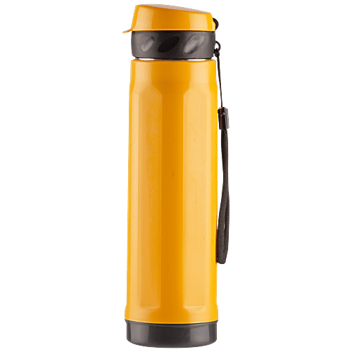 Polyset Oxford Double Walled Vacuum PU Insulated Stainless Steel Bottle - Long Lasting, Yellow, 800 ml