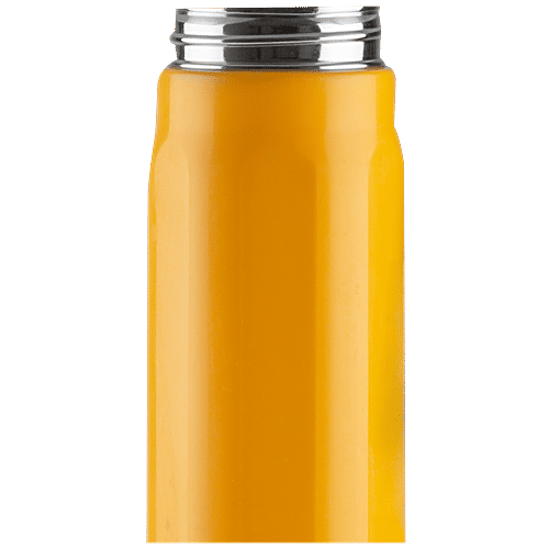 Polyset Oxford Double Walled Vacuum PU Insulated Stainless Steel Bottle - Long Lasting, Yellow, 800 ml