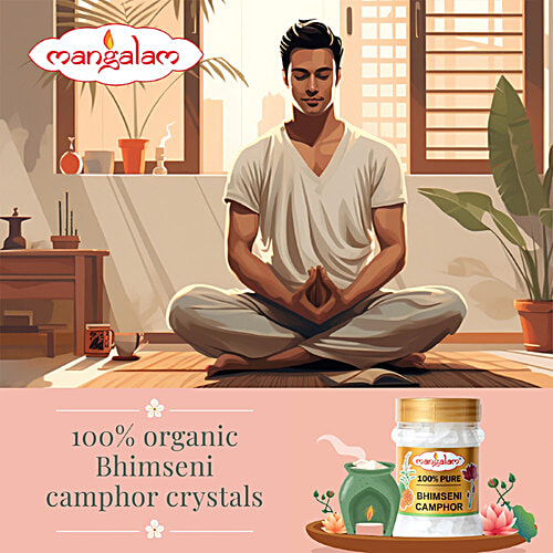 Mangalam Bhimseni Camphor, 100 g Jar Purifies Ambience
 Leaves No Residue