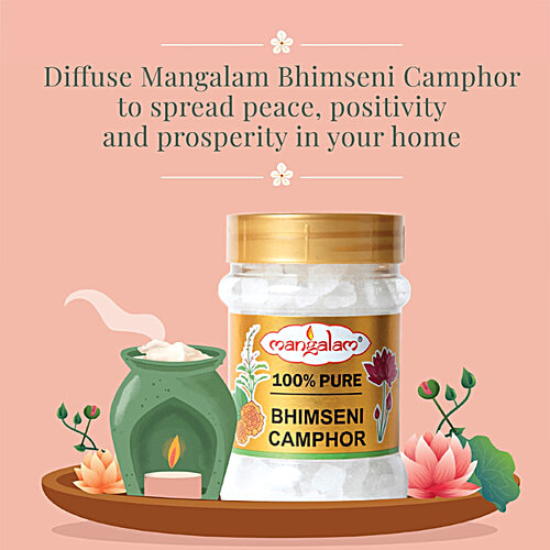 Mangalam Bhimseni Camphor, 100 g Jar Purifies Ambience
 Leaves No Residue