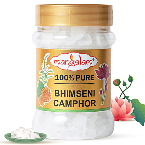 Mangalam Bhimseni Camphor, 100 g Jar Purifies Ambience
 Leaves No Residue