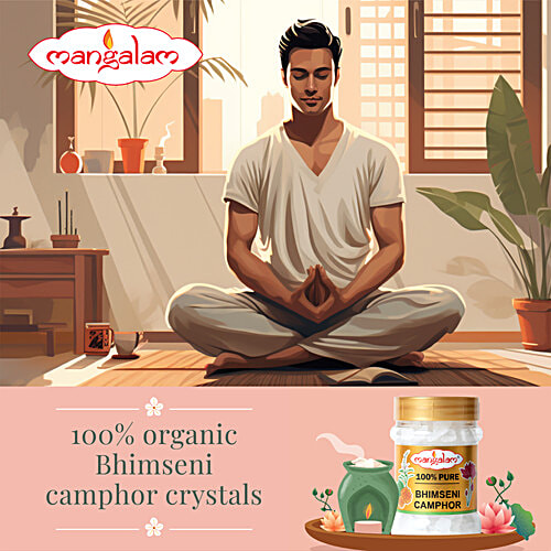 Mangalam Bhimseni Camphor, 100 g Jar Purifies Ambience
 Leaves No Residue