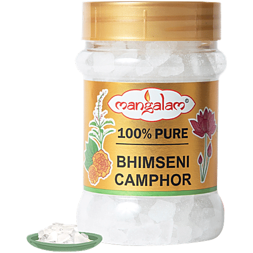 Mangalam Bhimseni Camphor, 100 g Jar Purifies Ambience
 Leaves No Residue