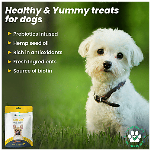 Wiggles.in Barkstix - Chew Sticks, Dog Treats, For Training Adult Puppies, Honey Chicken, 100 g  