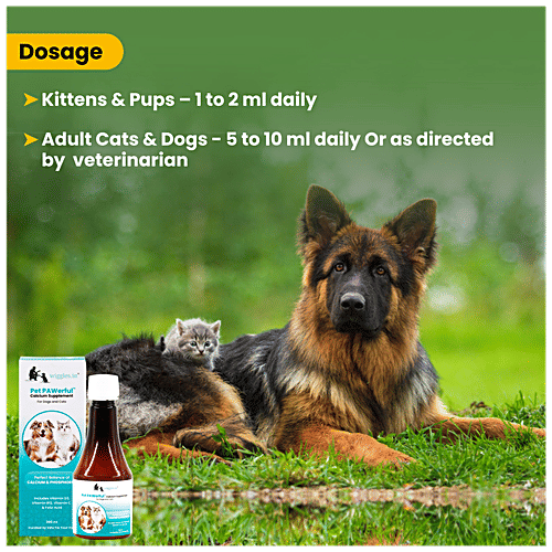 Wiggles.in Pet PAWerful Calcium Phosphorus Syrup - Supplement For Dogs & Cats, Bones Support, 200 ml  