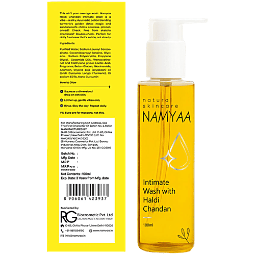 Namyaa Natural Skincare Intimate Hygiene Wash - With Haldi & Chandan, Chemicals Free, 100 ml