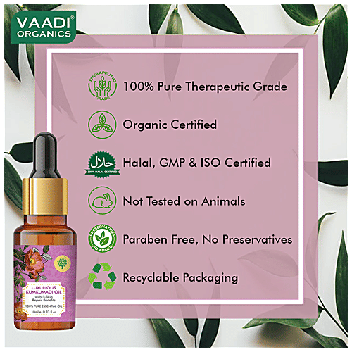 Vaadi Luxurious Kumkumadi Essential Oil - With 5-Skin Repair Benefits, Improves Texture, 10 ml  