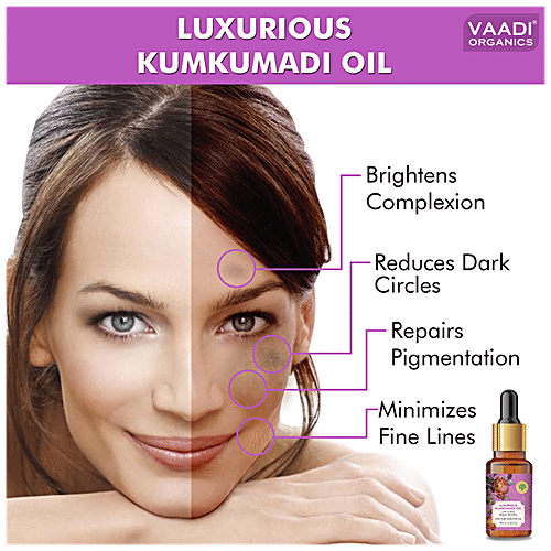 Vaadi Luxurious Kumkumadi Essential Oil - With 5-Skin Repair Benefits, Improves Texture, 10 ml  