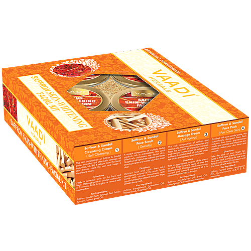 Vaadi Saffron Skin-Whitening Facial Kit - With Sandalwood Extract, Improves Complexion, 70 g