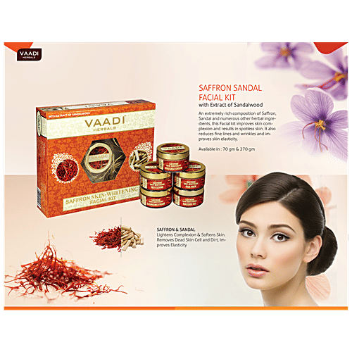 Vaadi Saffron Skin-Whitening Facial Kit - With Sandalwood Extract, Improves Complexion, 70 g