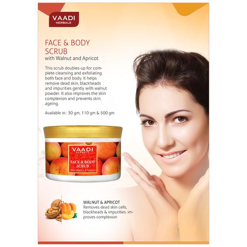 Vaadi Face & Body Scrub - With Walnut & Apricot, Removes Blackhead & Impurities, 500 g  