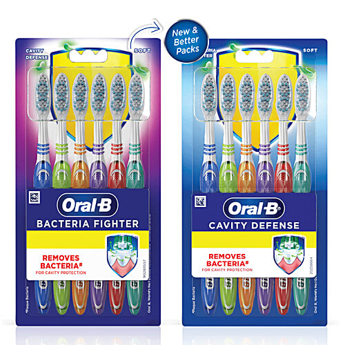 Oral-B Bacteria Fighter Cavity Defense Tooth Brush, 6 pcs