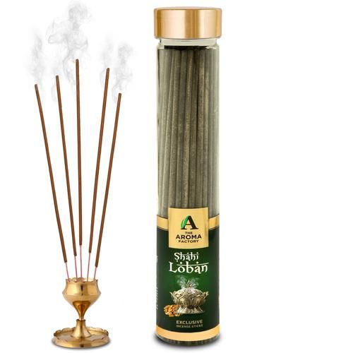 The Aroma Factory Incense Sticks/Agarbatti - Shahi Loban, Made With 0% Charcoal, 100 g Bottle 