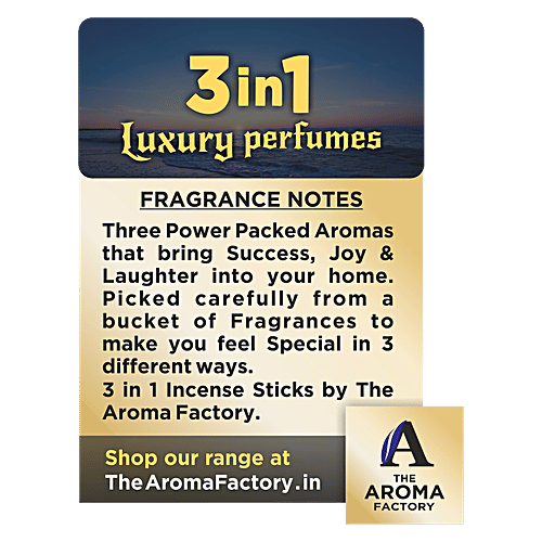 The Aroma Factory Incense Sticks/Agarbatti - 3 In 1 Luxury Perfumes, Made With 0% Charcoal, 100 g Bottle