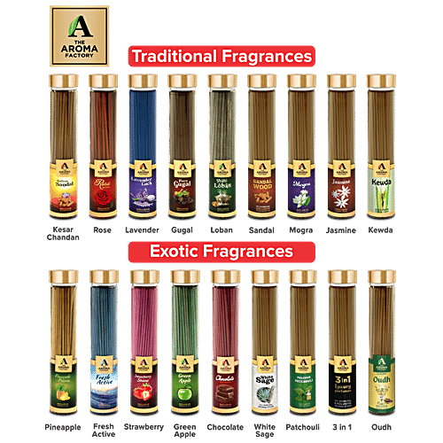 The Aroma Factory Incense Sticks/Agarbatti - Jasmine, Made With 0% Charcoal, 100 g Bottle