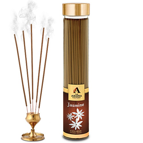 The Aroma Factory Incense Sticks/Agarbatti - Jasmine, Made With 0% Charcoal, 100 g Bottle