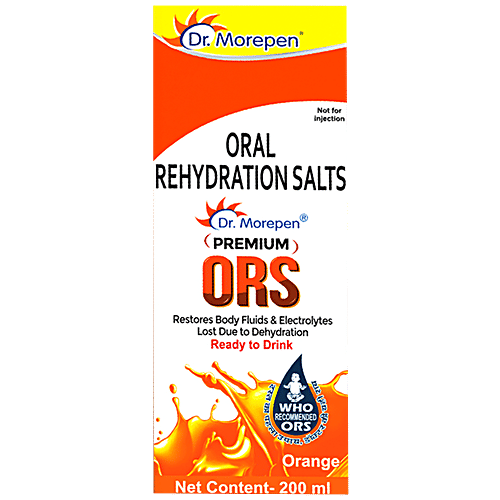 Dr. Morepen Premium ORS Drink With Electrolytes - For Instant Hydration, Orange, 200 ml  