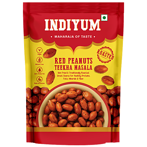 Indiyum Red Peanuts Teekha Masala - Roasted, Vegan, Rich In Protein, Gluten Free, 120 g  