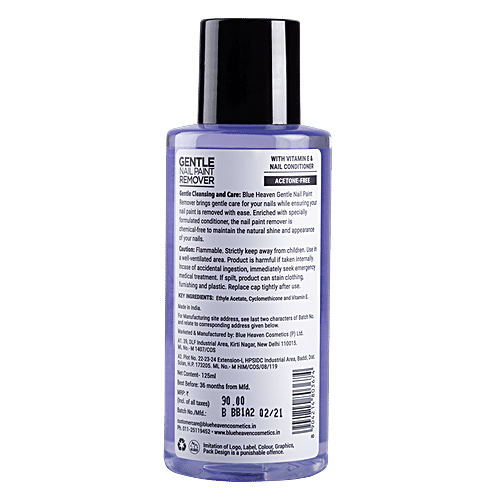 Blue Heaven Gentle Nail Paint Remover With Vitamin E, 125 g  