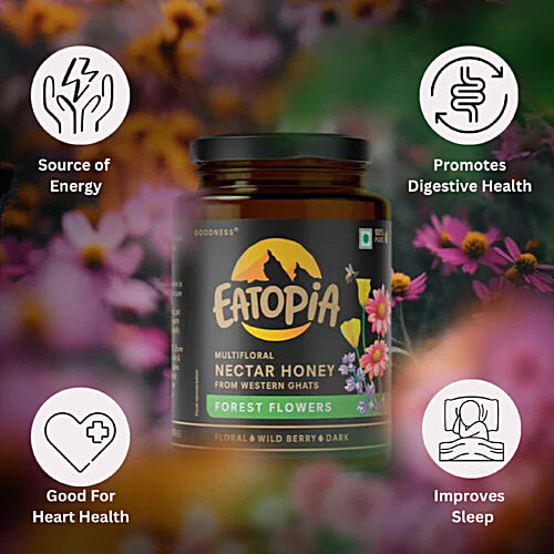 Eatopia Multifloral Nectar Honey - Forest Flowers, Rich In Minerals, Builds Immunity, 250 g