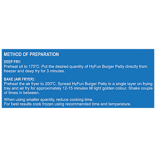 HyFun Burger Patty - Frozen , Ready To Fry, 360 g  