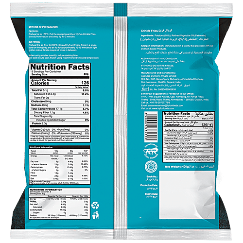 HyFun Crinkle Cut - Frozen, Ready To Fry, 400 g