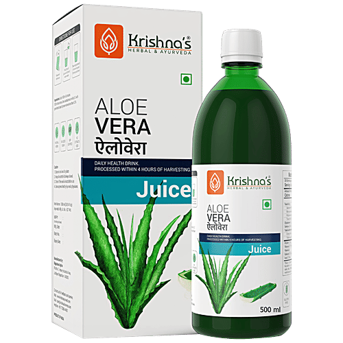 Krishnas Aloe Vera Juice - High Fiber, Pulpy, 500 ml  