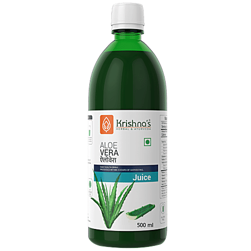 Krishnas Aloe Vera Juice - High Fiber, Pulpy, 500 ml  