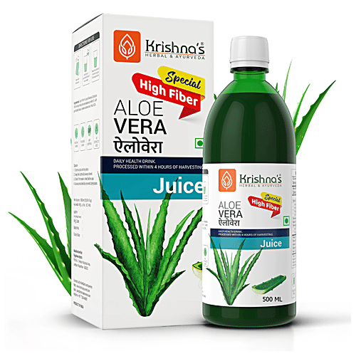 Krishnas Aloe Vera Juice - High Fiber, Pulpy, 500 ml  