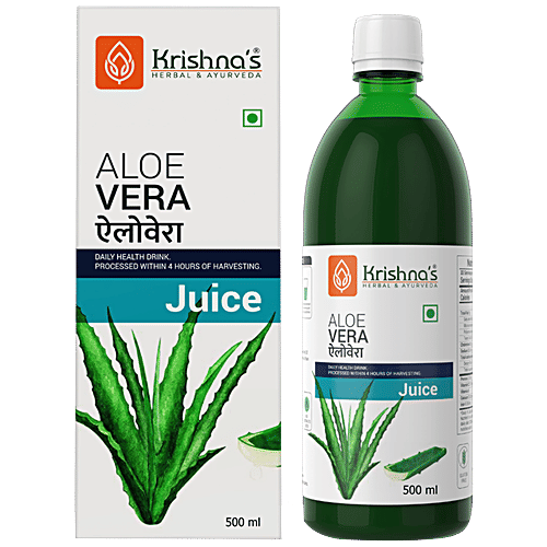Krishnas Aloe Vera Juice - High Fiber, Pulpy, 500 ml  