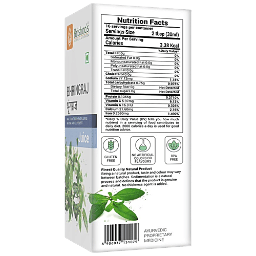 Buy Krishnas Bhringraj Juice For Healthy Hair Root Online at Best