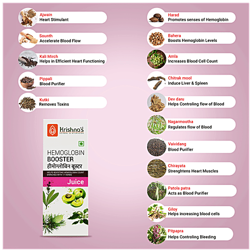 Krishnas Hemoglobin Booster Juice - Treats Anemia, 500 ml  