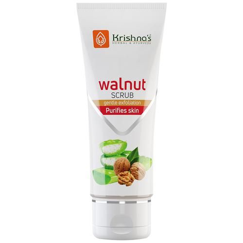 Krishnas Aloe Vera Walnut Scrub - Gentle Exfoliation, Purifies Skin, 100 g  
