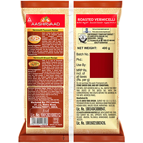 Aashirvaad Roasted Vermicelli, Made From Wheat, No Maida, 400 g Non-Lumpy, Non-Sticky