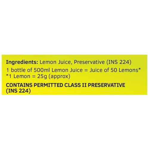 Keya Lemon Juice With Natural Lemons, 500 ml  