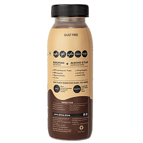 Strive Daily Nutrition Shake - Vegan, Rich In Calcium, Dairy Free, Chocolate Almond, 200 ml Bottle
