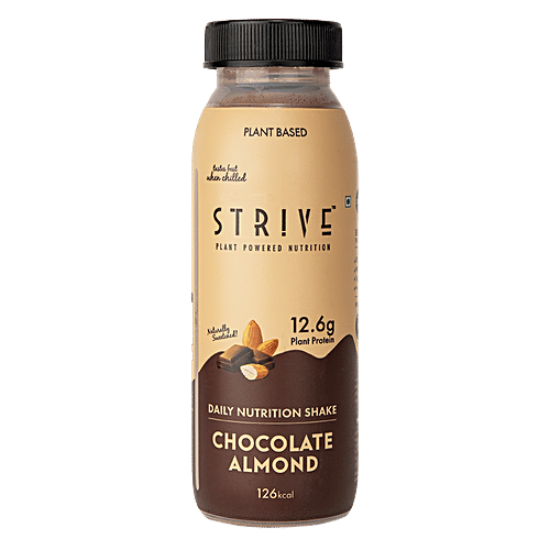 Strive Daily Nutrition Shake - Vegan, Rich In Calcium, Dairy Free, Chocolate Almond, 200 ml Bottle