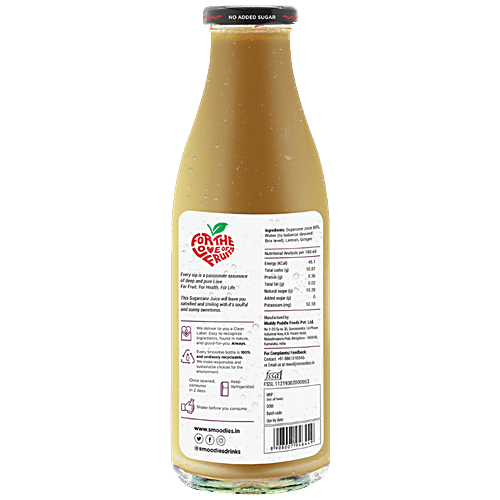 Smoodies Super Sugarcane Juice - With Lemon & Ginger, Natural, Sugar-Free, 1 L