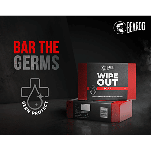 Beardo Soap Bar - Wipeout, Germ Protect - Refreshing & Deep Cleansing, 125 g  
