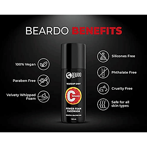 Beardo Vitamin C Power Foam Face Wash - Skin Brightening, 130 ml