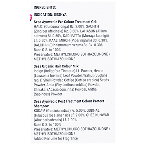 Sesa 3 Step Natural Hair Colour Kit - For First Greys, 100% Organic & Ayurvedic, No Ammonia, Ppd, Peroxide, 1 pc (40ml + 200g)