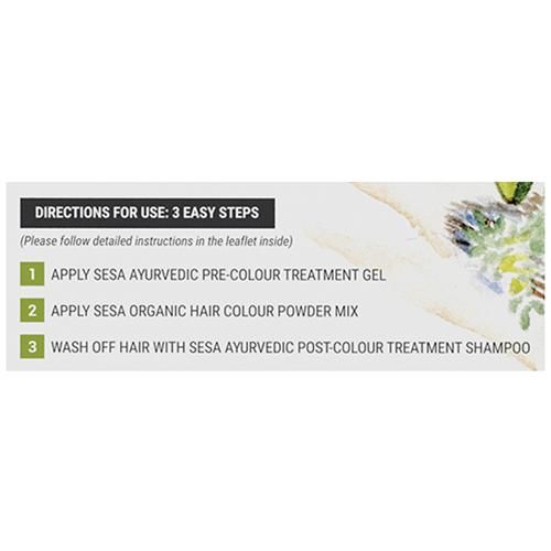 Sesa 3 Step Natural Hair Colour Kit - For First Greys, 100% Organic & Ayurvedic, No Ammonia, Ppd, Peroxide, 1 pc (40ml + 200g) 